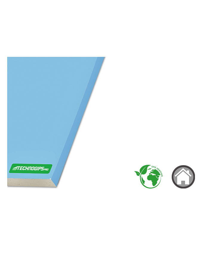 Blue Board Тип GM DFH1IR плоскост се състои от гипсова сърцевина със специални хидрофобни добавки и двустранна обвивка от стъкло